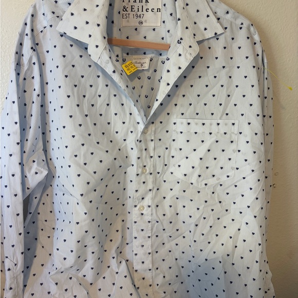 Frank & Eileen McKenzie Women’s White Shirt with Blue OS $308 button down - Picture 2 of 9